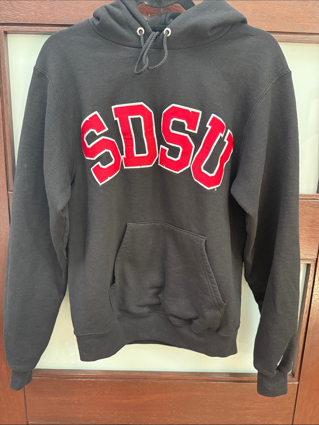 Champion Black Crewneck Hoodie With Red Sdsu Lettering